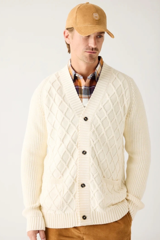 Image of KnowledgeCotton Apparel mannen vegan Gebreid Vest Diamond Egret White