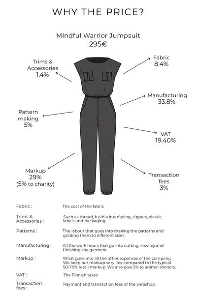 TAWAST womens vegan Jumpsuit Mindful Warrior Charcoal