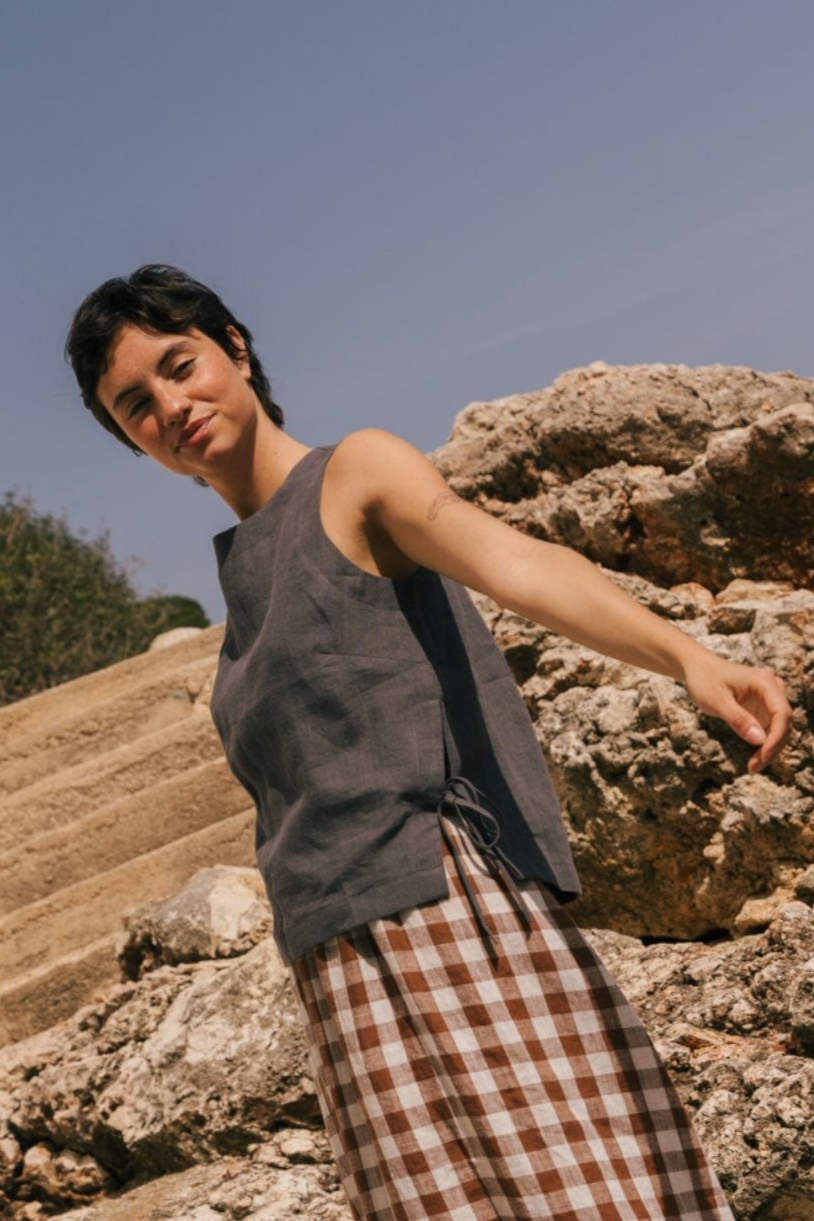 AmourLinen Damen vegan Top Rosie Anthrazit