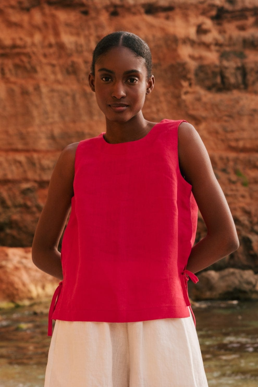 AmourLinen Damen vegan Top Rosie Viva Magenta