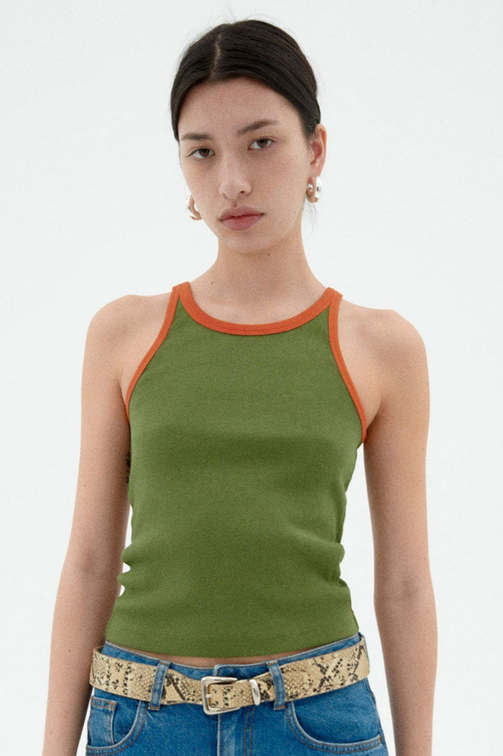Thinking mu Damen vegan Top Harriet Contrast Gr&Atilde;&frac14;n