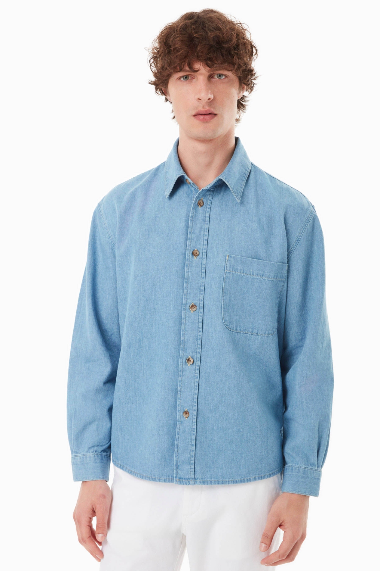 Image of ORGANICATION mannen vegan Overhemd Blauw