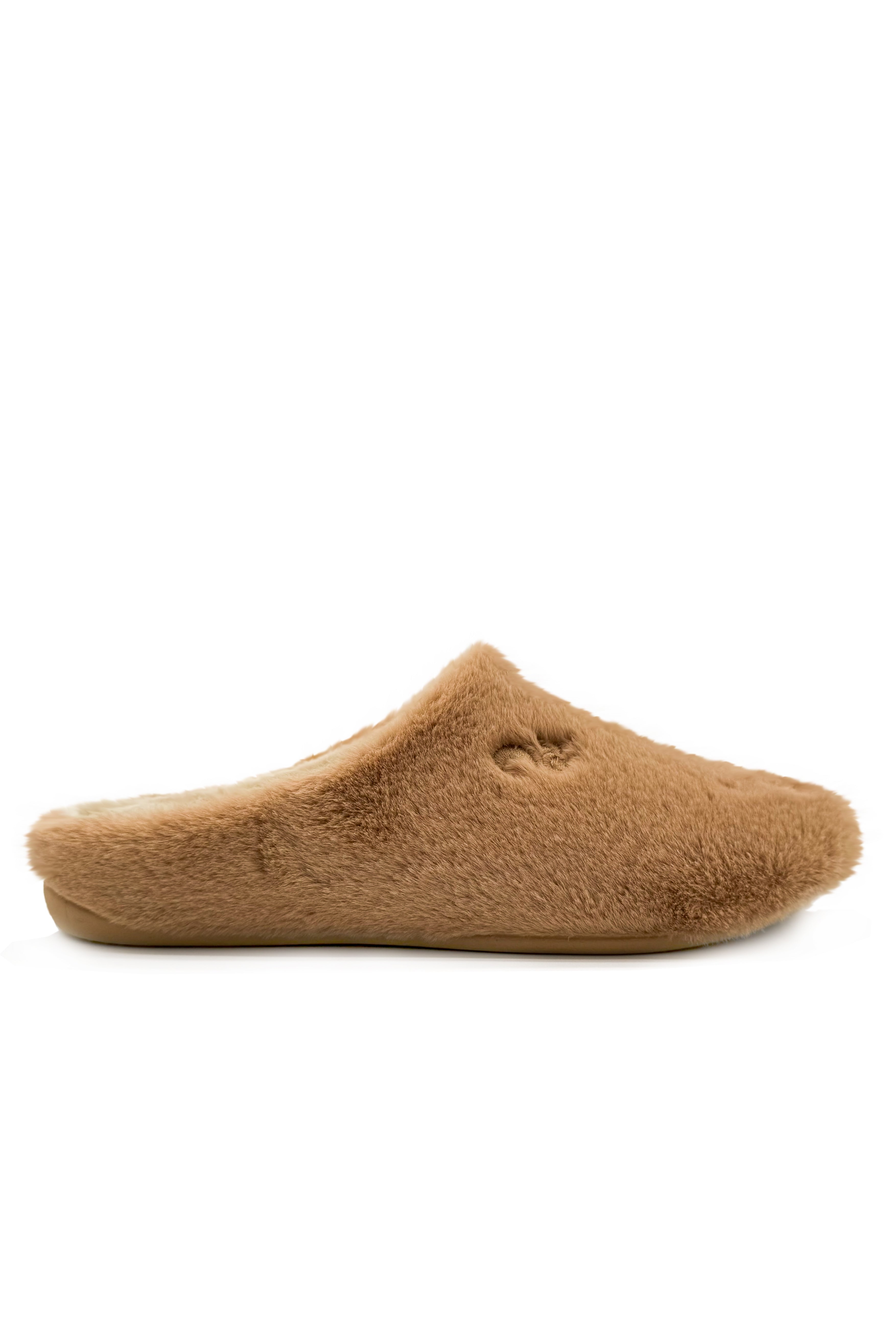 100274 - Damen vegan Pantoffel Flauschig Kamel