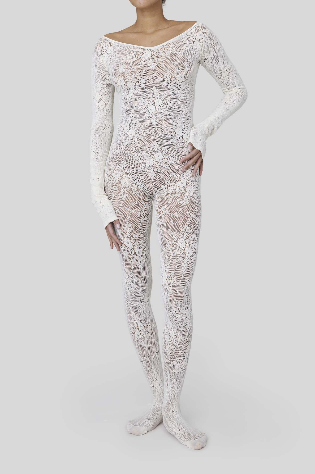 Swedish Stockings Damen vegan Bodysuit Spitze Rosa Elfenbein