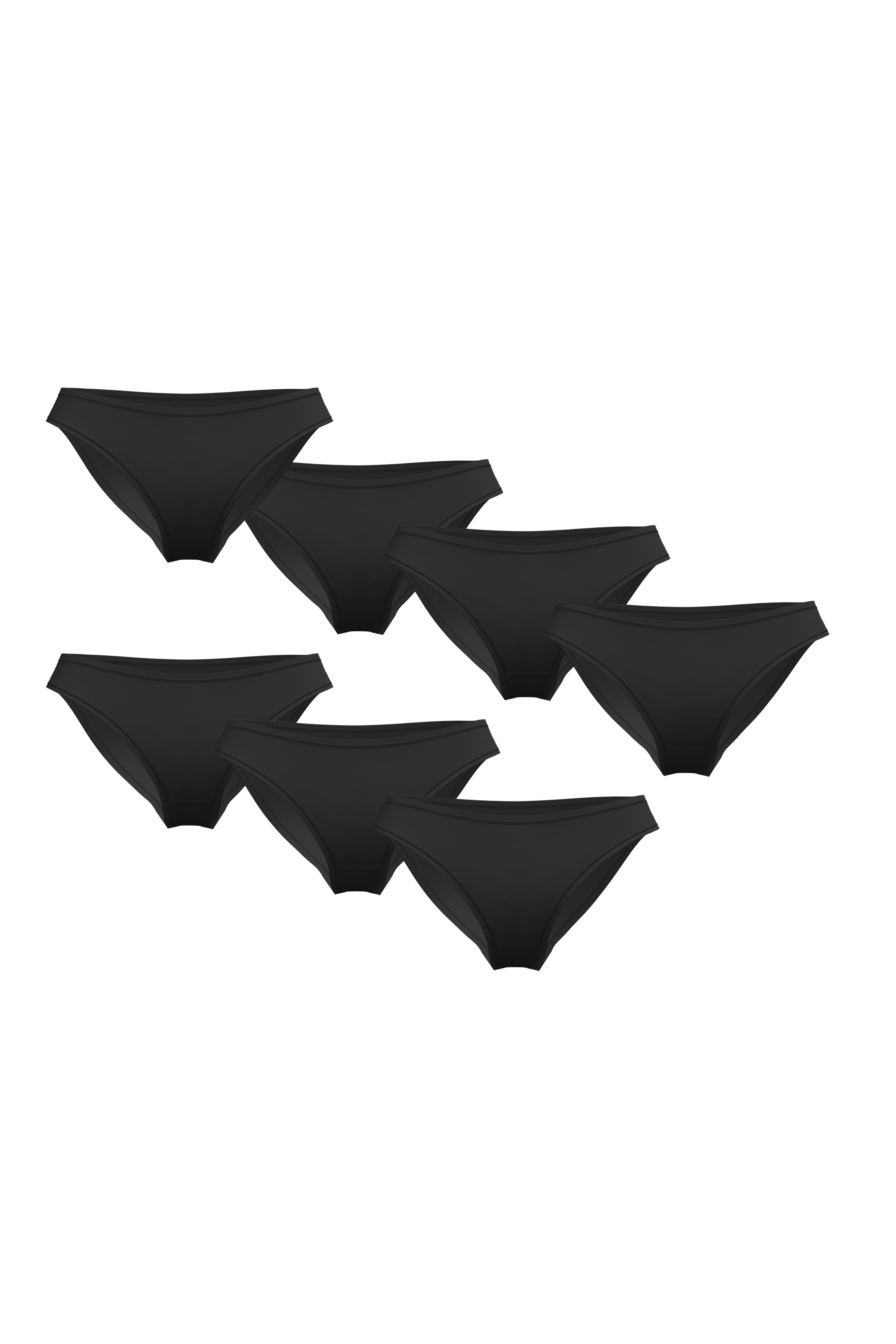 100410 - Damen vegan Multipack 7x Slips Klassisch Schwarz
