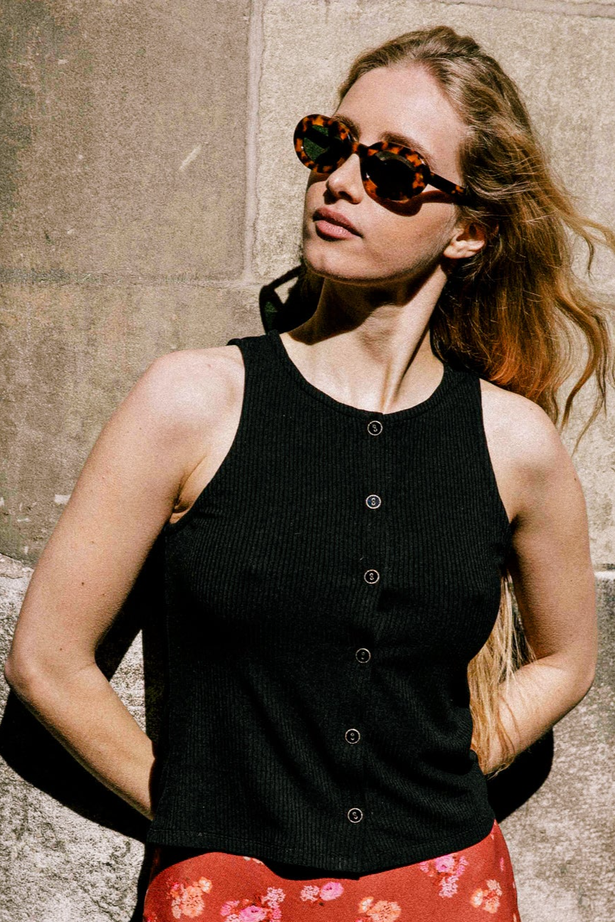 Avani Damen vegan Top Flieder Schwarz