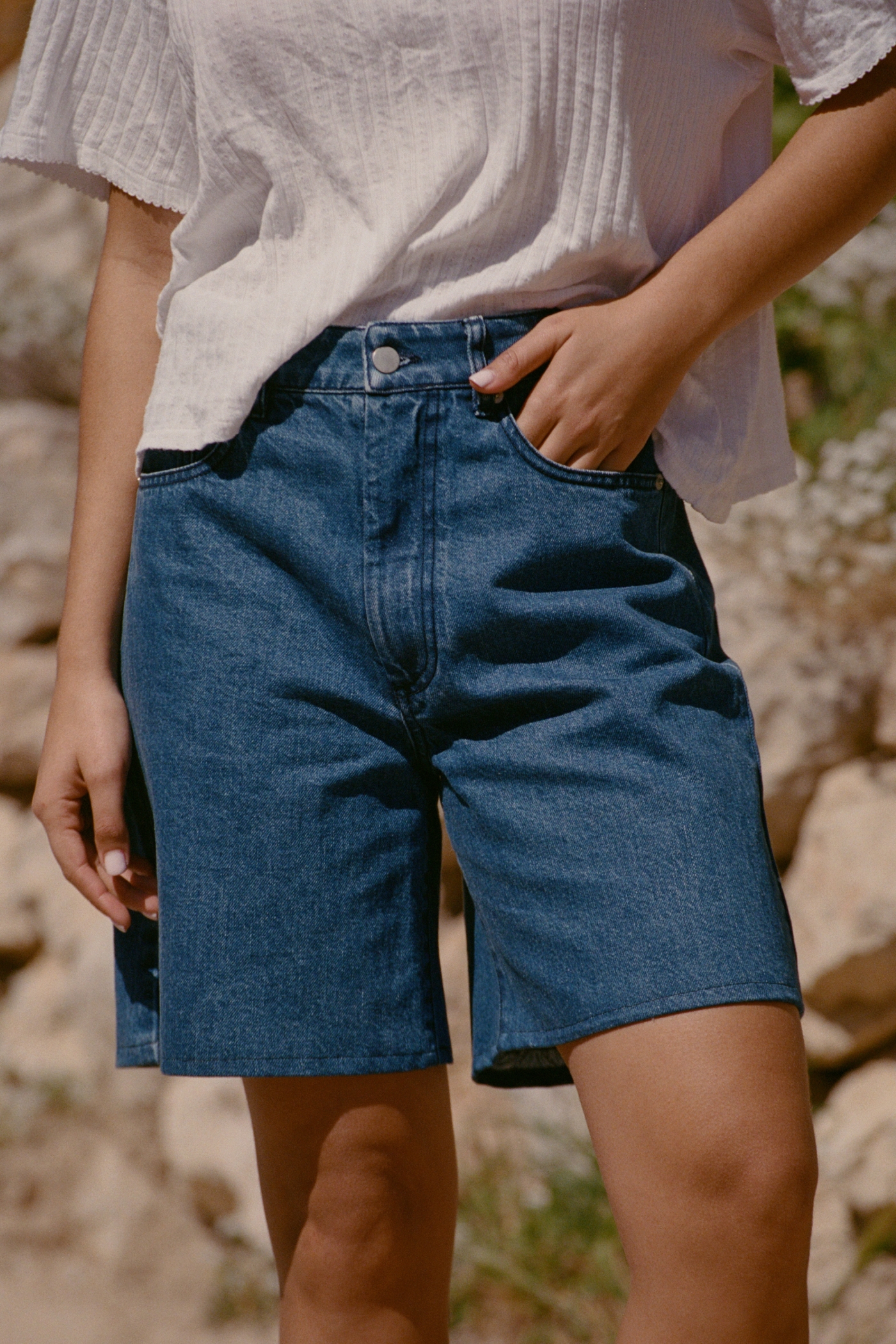 NÃ©nÃ©s Damen vegan Kurze Hose Adele Blau