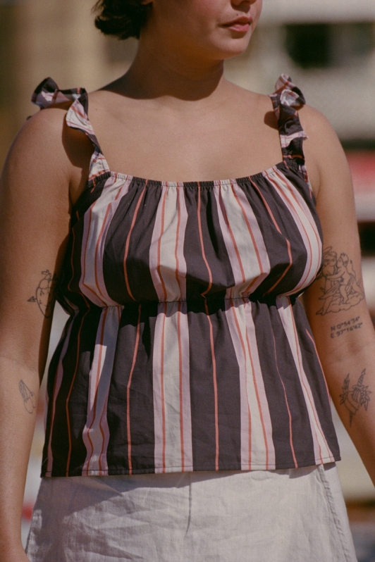 Image of NÃ©nÃ©s dames vegan Top Marion Stripes Pruim