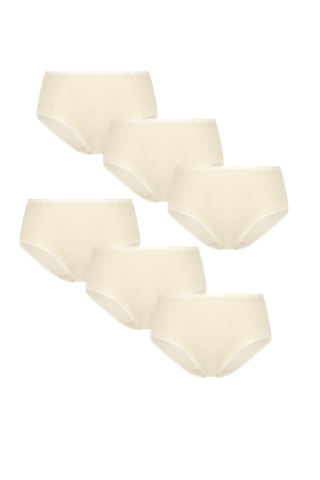 Image of Albero Natur dames vegan Multipack 6x Slips Hipster Met Kant Nature Cream