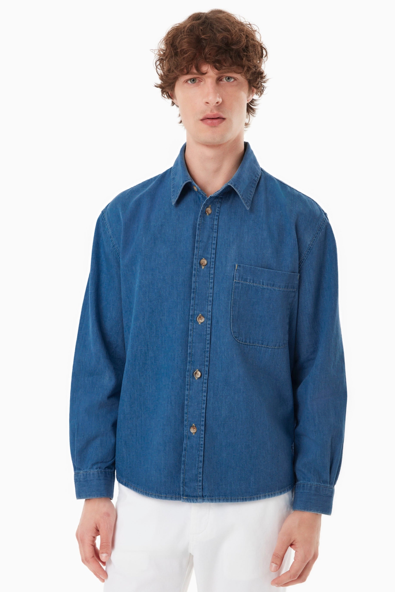 Image of ORGANICATION mannen vegan Overhemd Medium Blauw