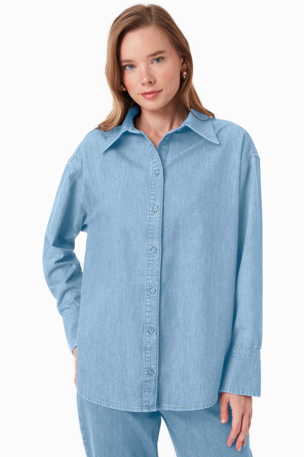 Image of ORGANICATION dames vegan Overhemd Denim Blauw