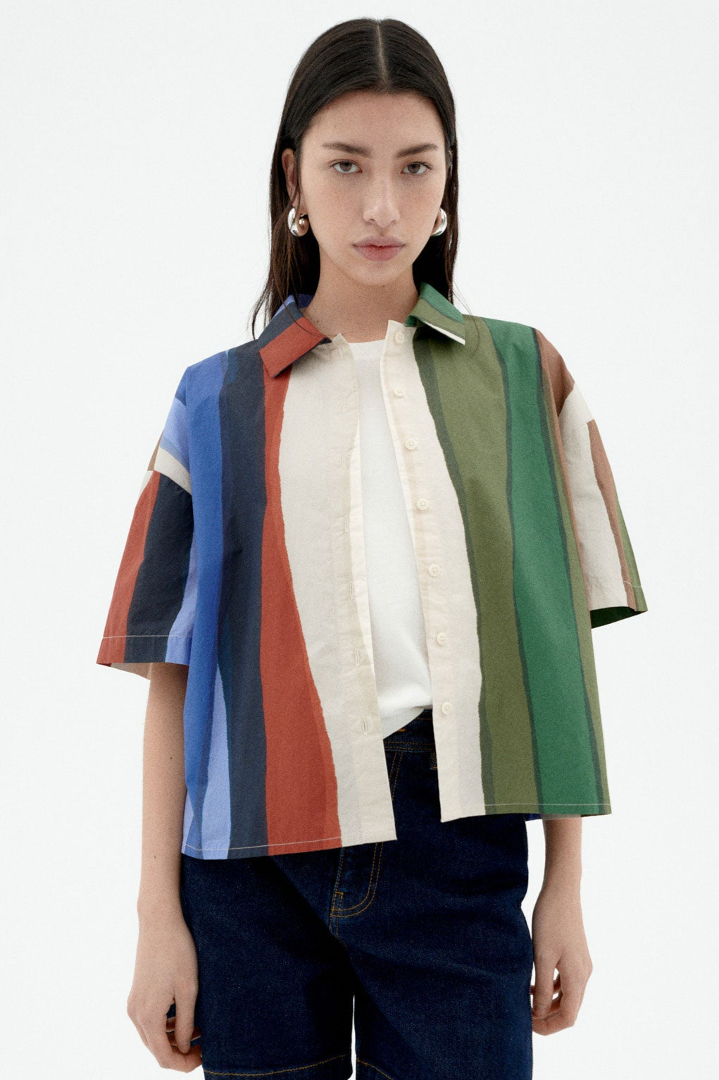 Image of Thinking MU dames vegan Blouse Anna River Gestreept