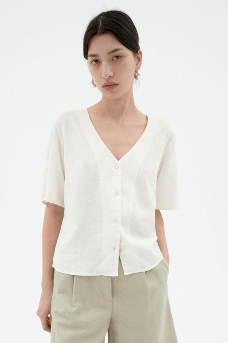 Image of Thinking MU dames vegan Blouse Libelle Wit