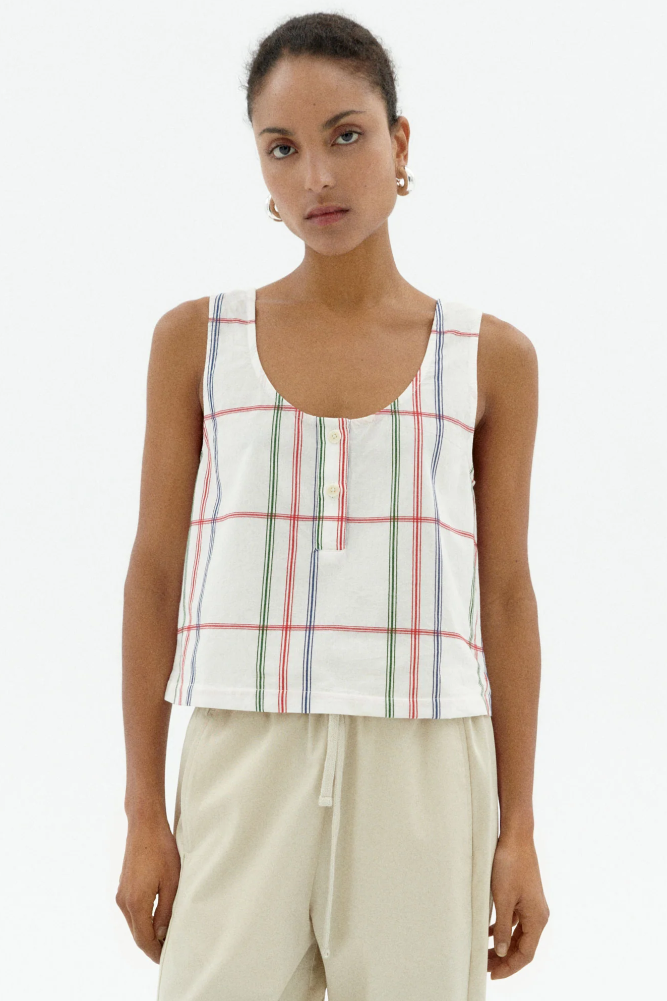 Thinking mu Damen vegan Top Lose Plaid Justine Multicolor