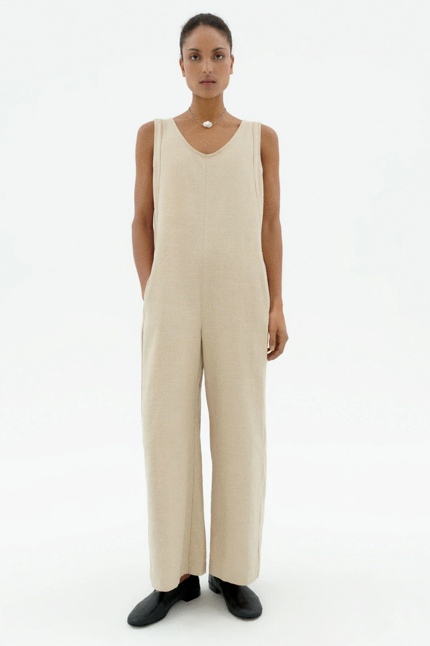 Thinking mu Damen vegan Jumpsuit Lose Janis Beige
