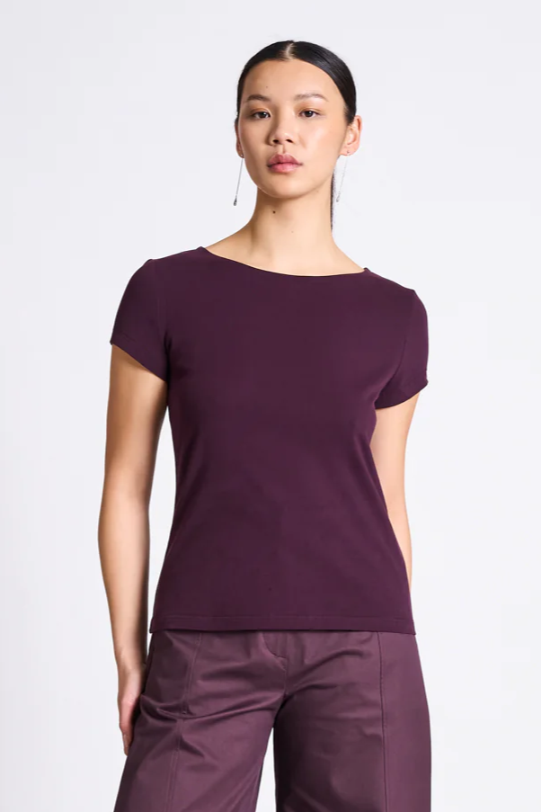 JAN N JUNE womens vegan T-Shirt Otto Cherry Lacquer