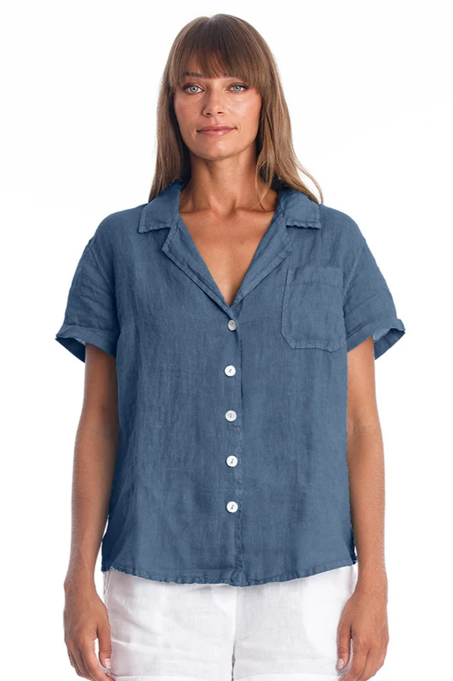 Image of RAVENS VIEW IBIZA dames vegan Shirt Elly Jeans Blauw