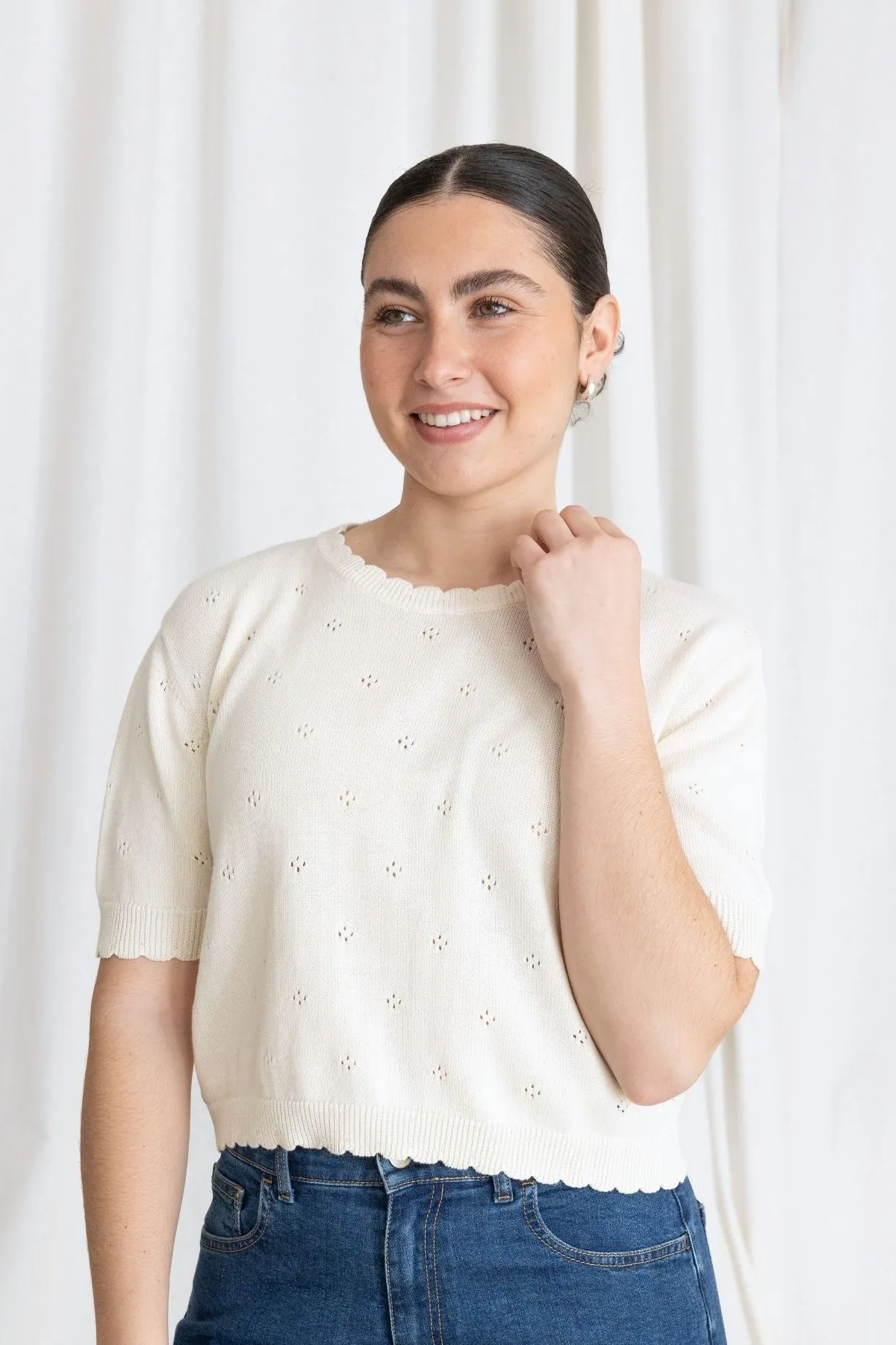 Image of Clotsy dames vegan Top Korte Mouw Crème