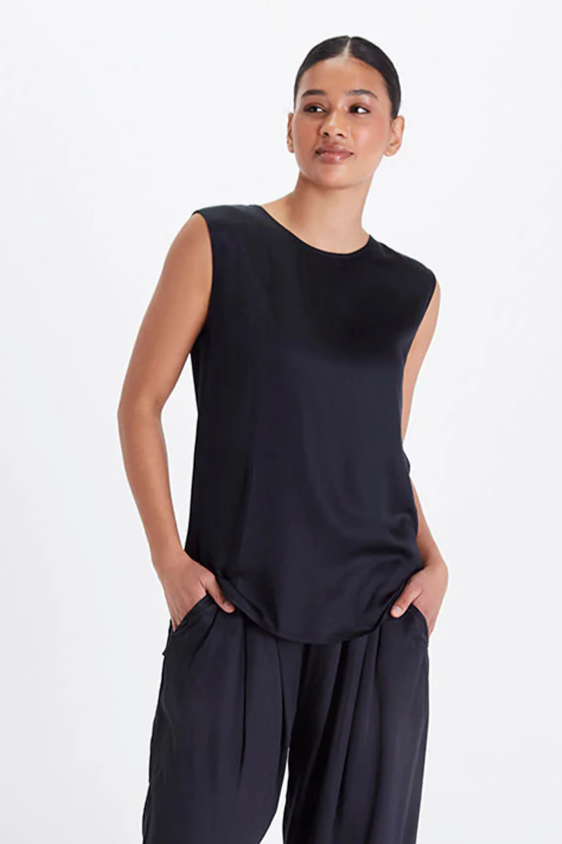 Neu Nomads Damen vegan Bluse Ã„rmellos Bardot Schwarz