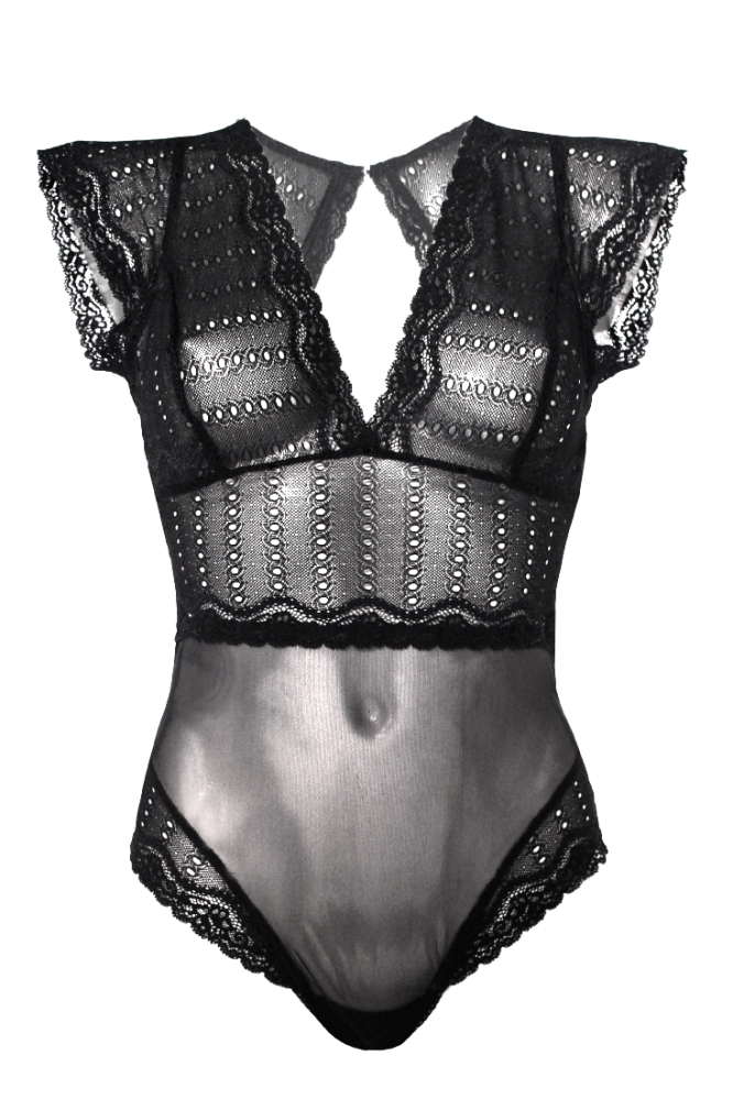 Image of Anekdot dames vegan Bodysuit Amara Zwart Oogjes