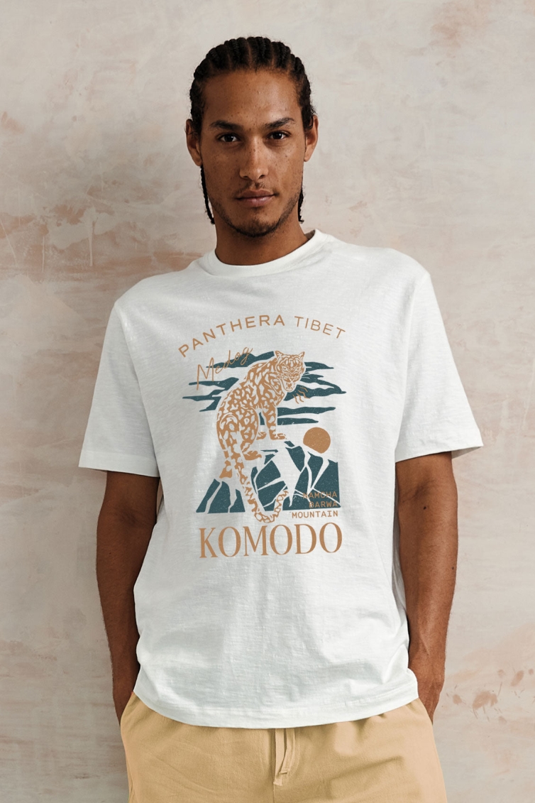 Image of KOMODO mannen vegan T-Shirt Panthera Wit