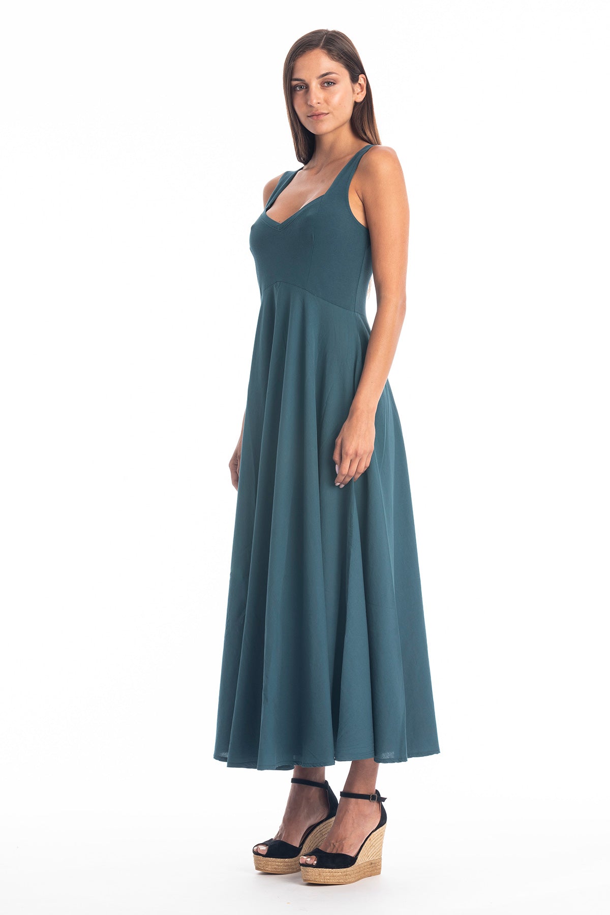 RAVENS VIEW IBIZA Damen vegan Kleid Madonna Ozeanblau