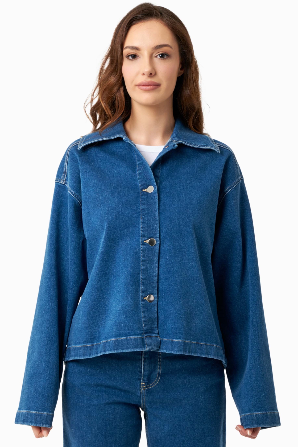 Image of ORGANICATION dames vegan Jas Denim Medium Blauw