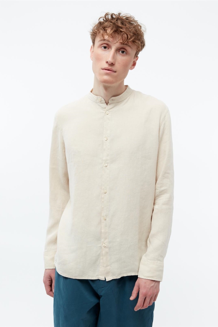 Image of Givn mannen vegan Overhemd Met Staande Kraag Wes Beige