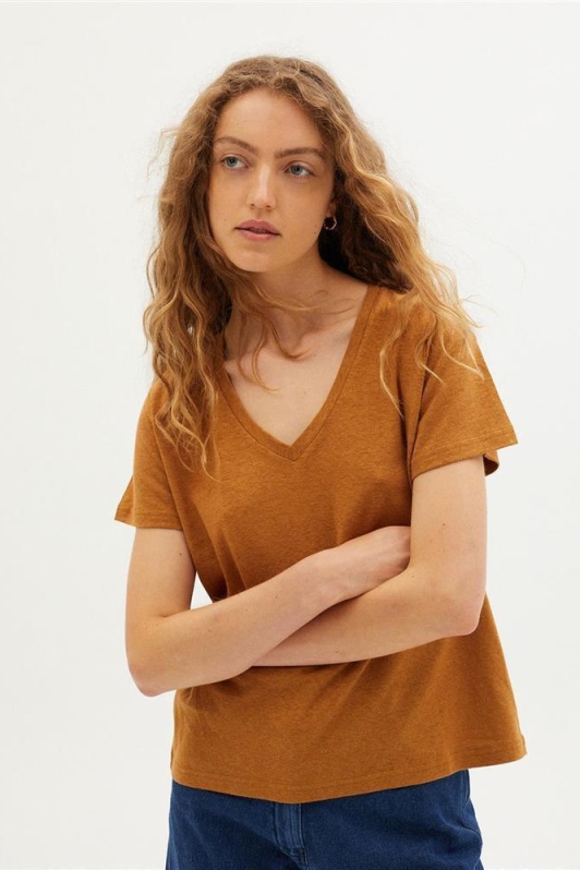 Thinking mu Damen vegan T-Shirt Clavel Brown