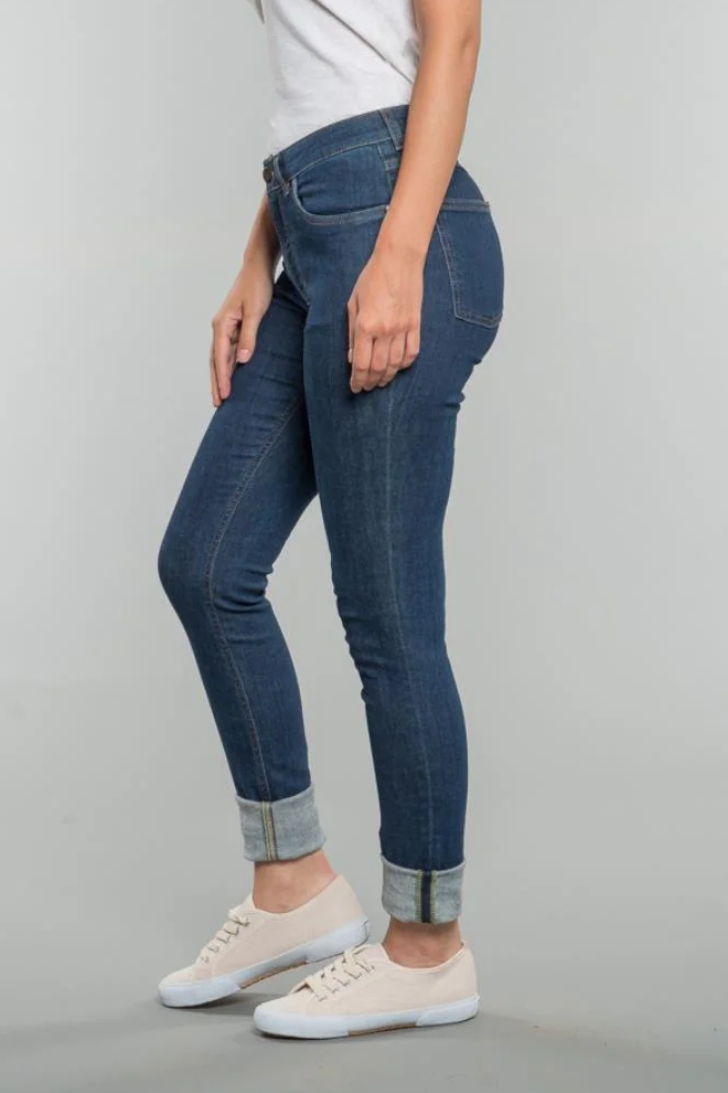 Feuervogl Damen vegan Jeans High Waist Skinny Han:Na Klassisch Blau