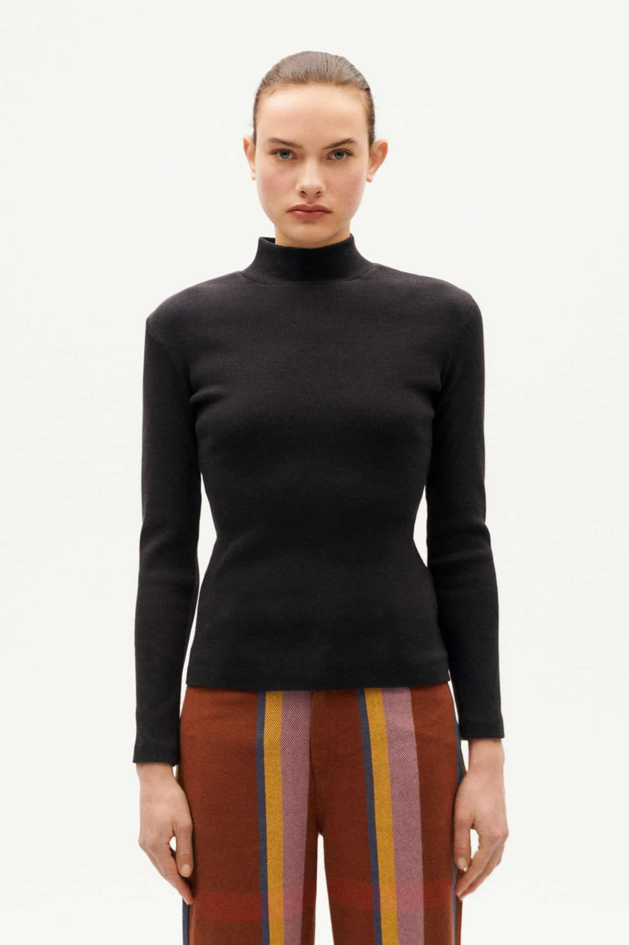 Thinking mu Damen vegan Langarm Rippe Aine Schwarz