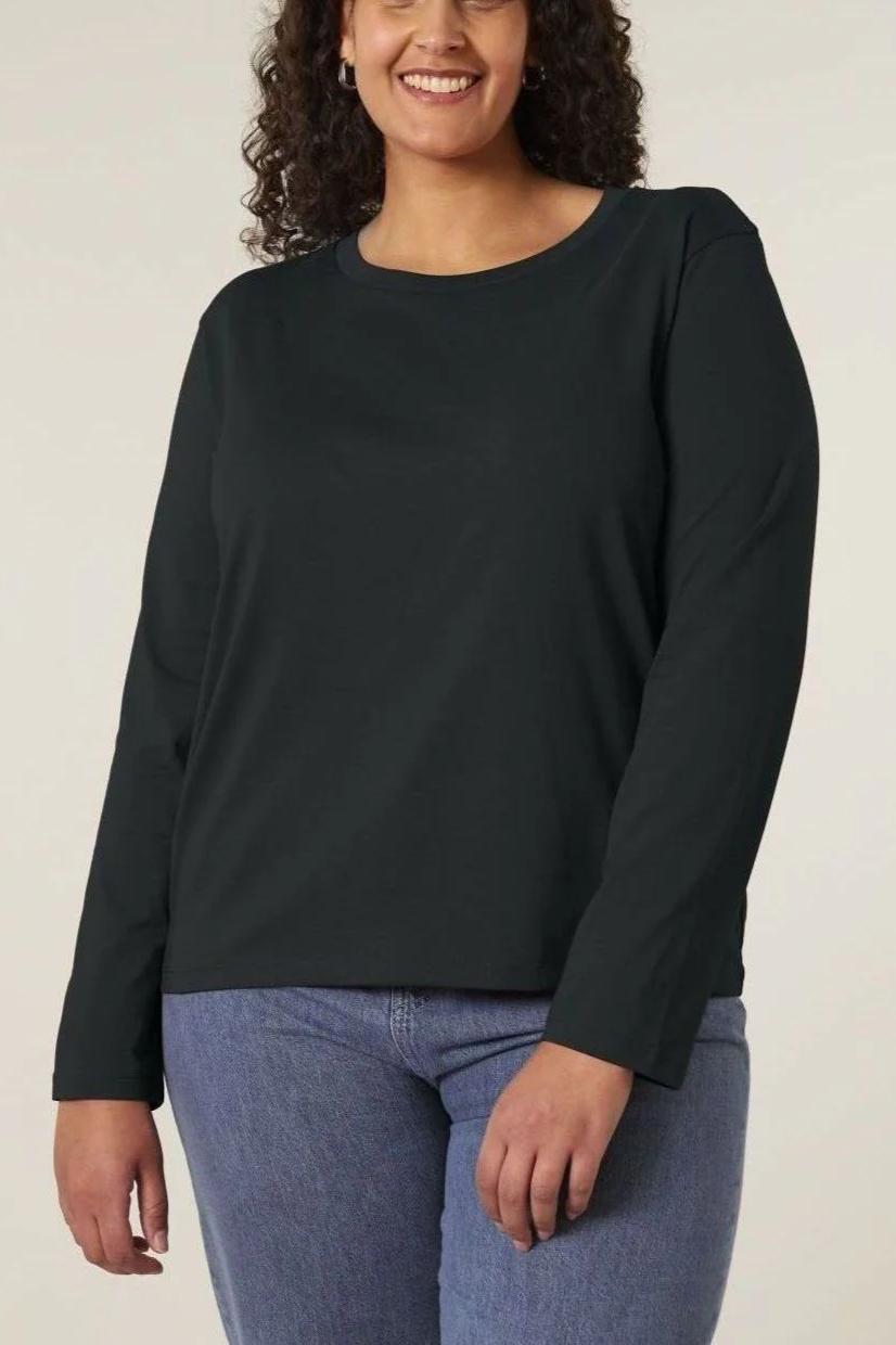 UNIPOLAR womens vegan Longsleeve Basic Music Black