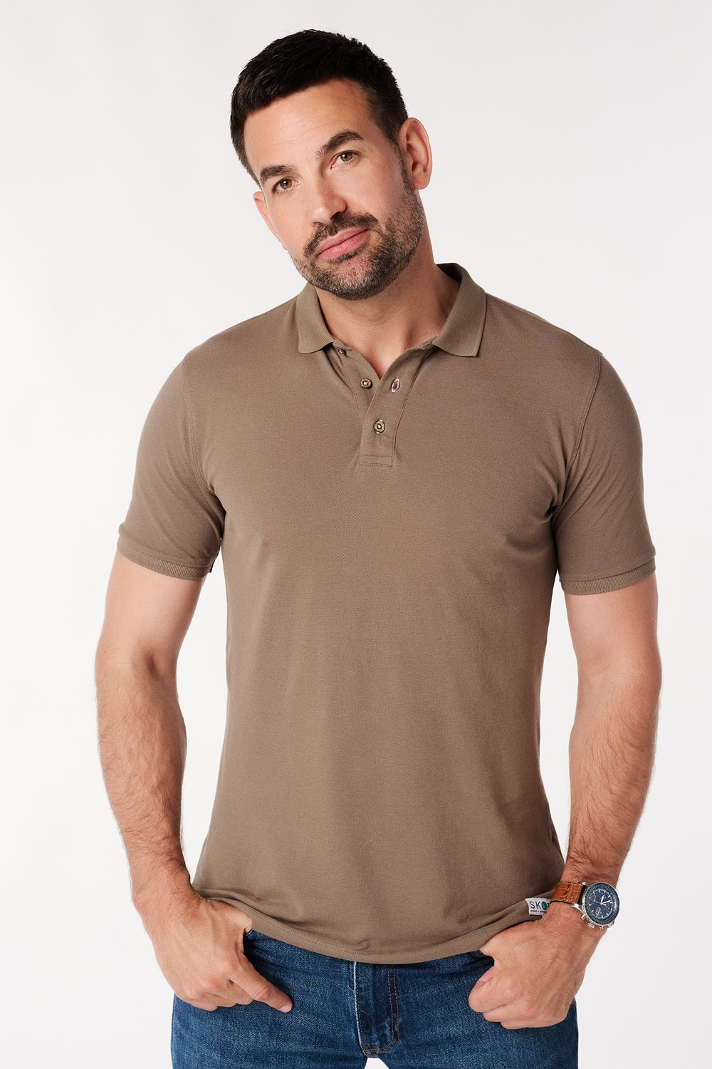 SKOT Herren vegan Polohemd Walnussbraun