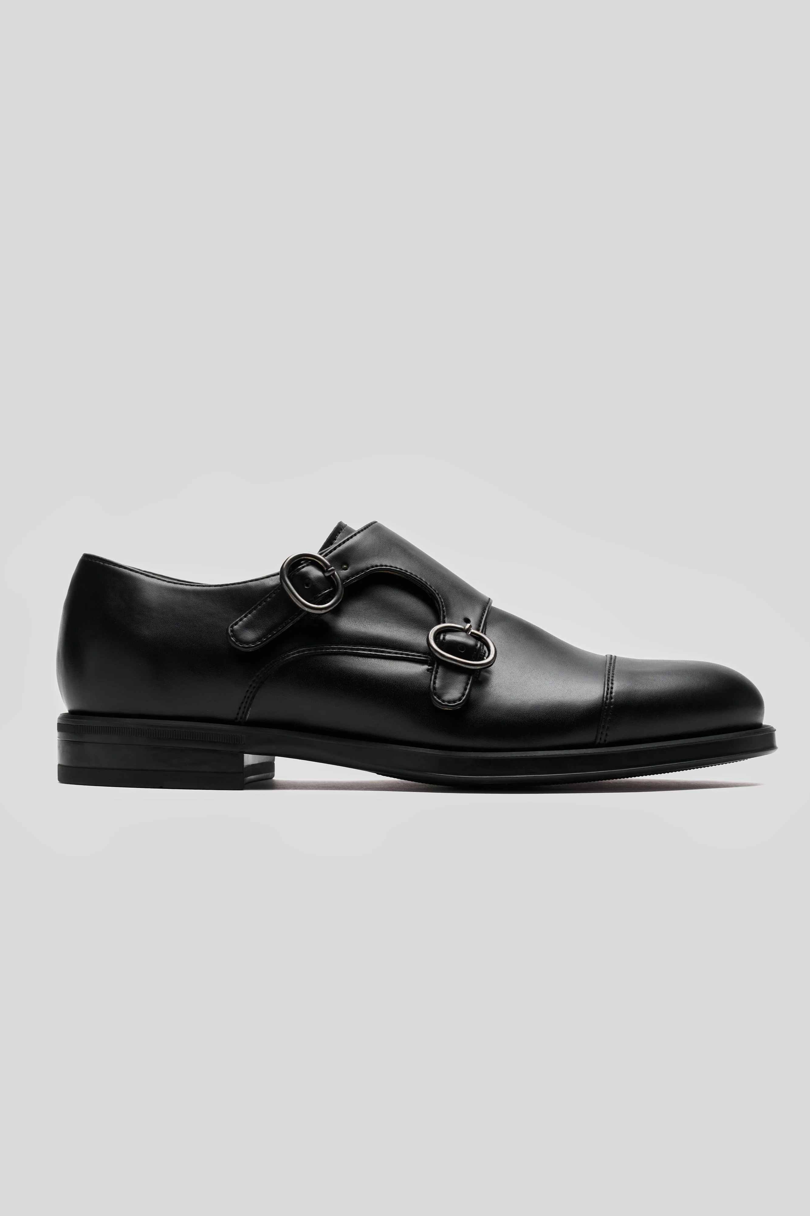 Solari Milano Herren vegan Kleid Schuhe Monk Strap Schwarz