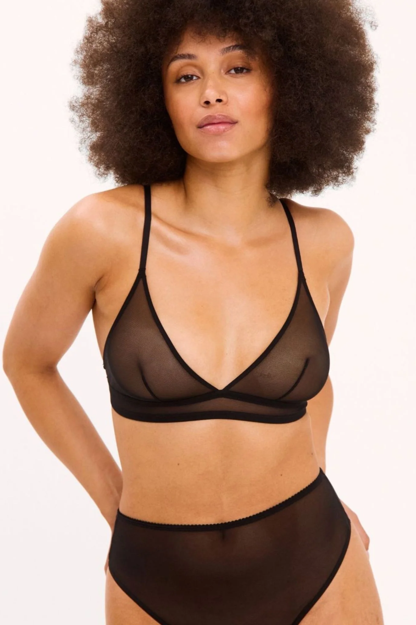 Image of Understatement dames vegan Bralette Mesh Triangle Zwart