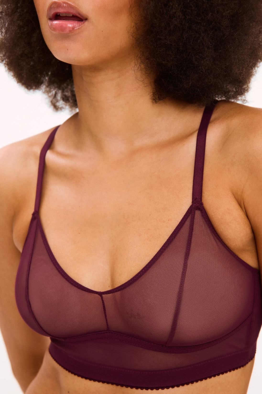 Image of Understatement dames vegan Bralette Mesh Balconette Cherry Donkerrood