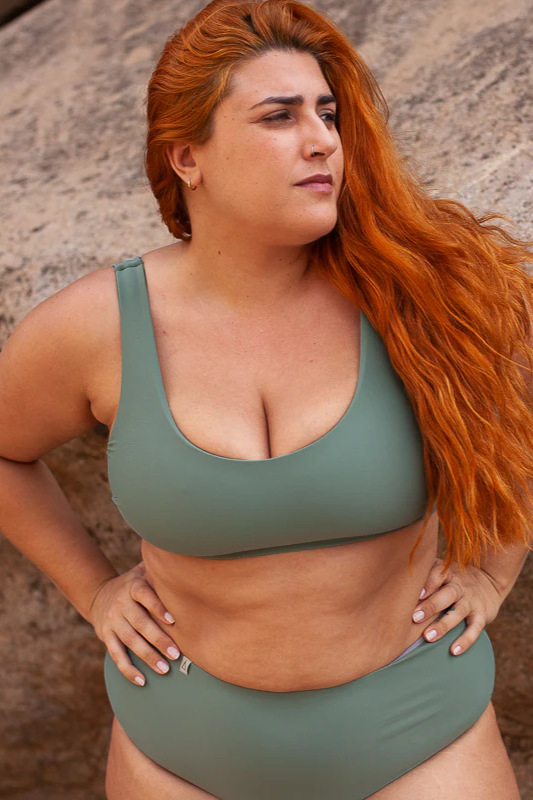 Inaska Damen vegan Bikinioberteil Reversible Pure Khaki/MoosgrÃ¼n