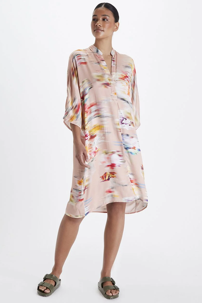 Neu Nomads Damen vegan Kleid Kerala Ss25 Print Flower Blur