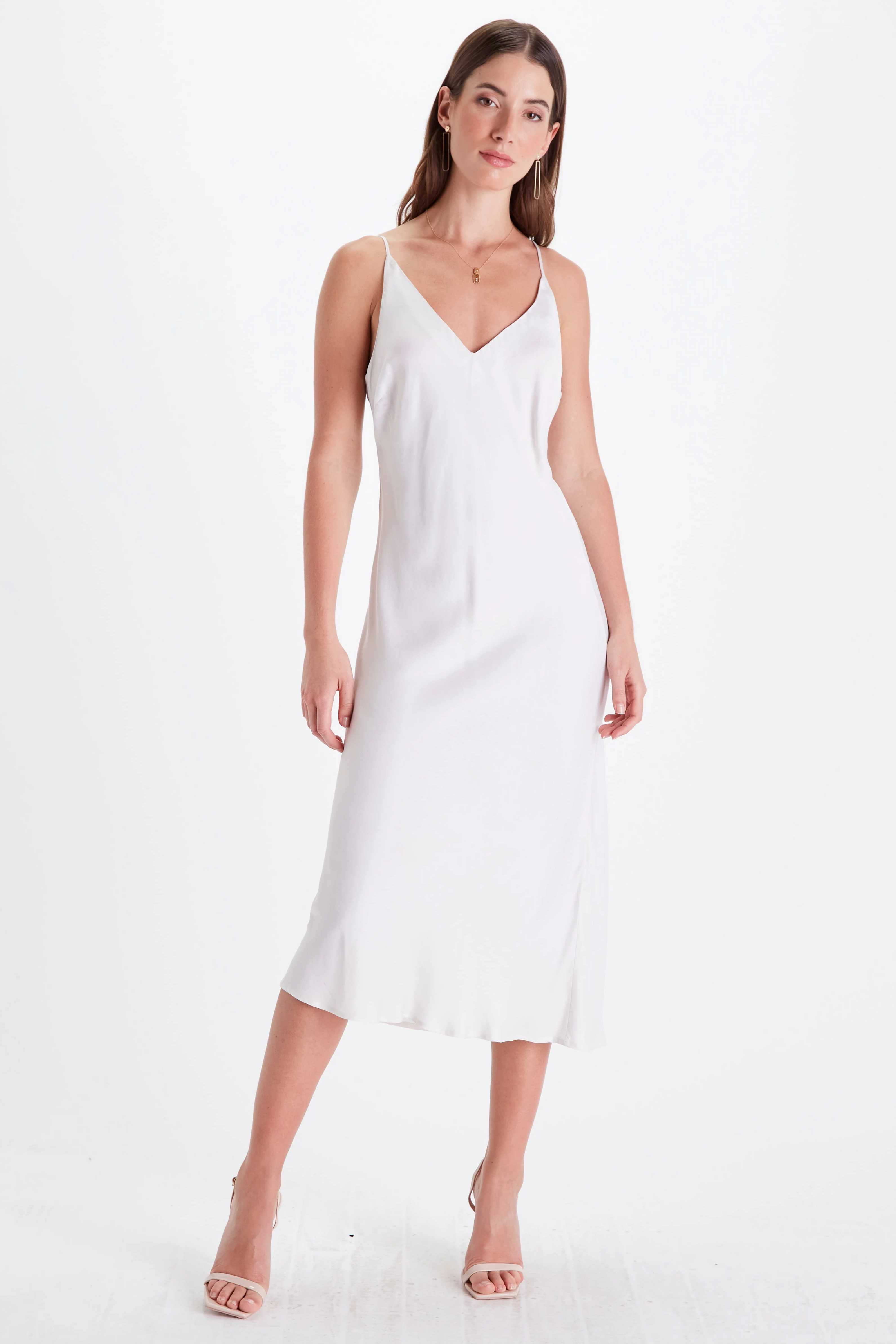 Neu Nomads Damen vegan Slip Dress Bias SchneeweiÃŸ
