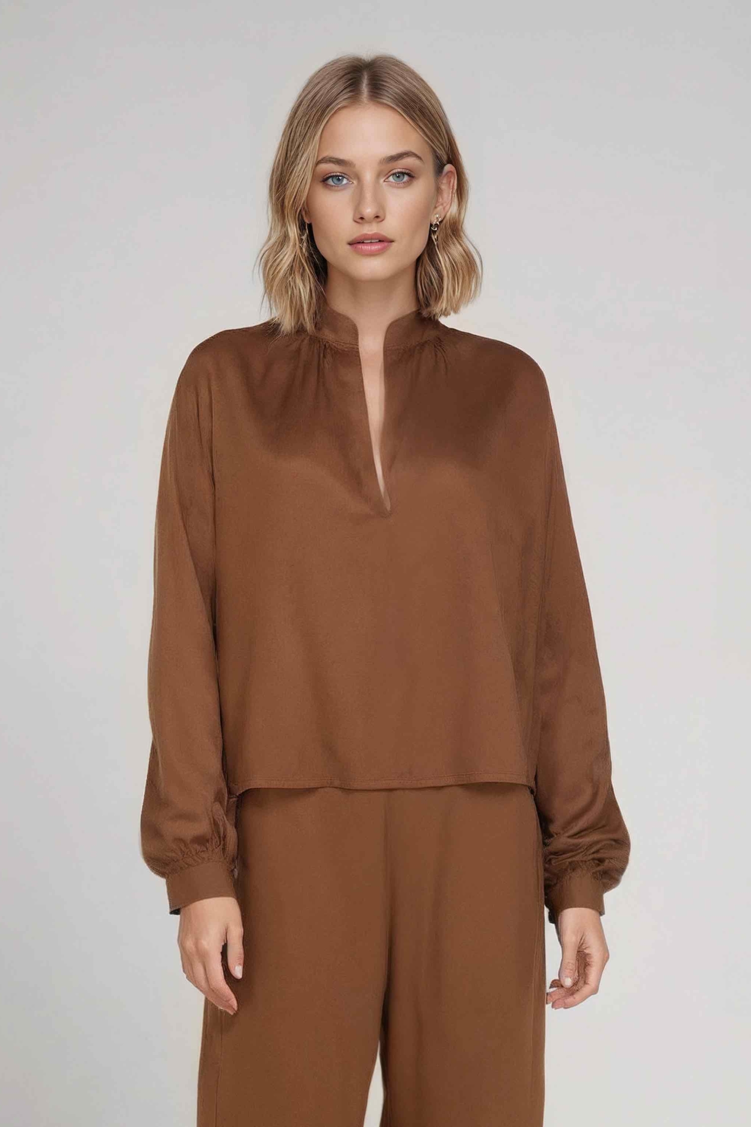 Neu Nomads Damen vegan Bluse Juno Cognac