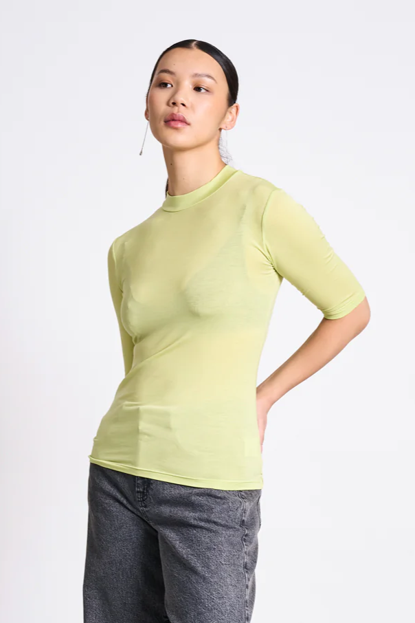 Image of JAN 'N JUNE dames vegan T-Shirt Hoge Hals Tarma Granny Smith Groen