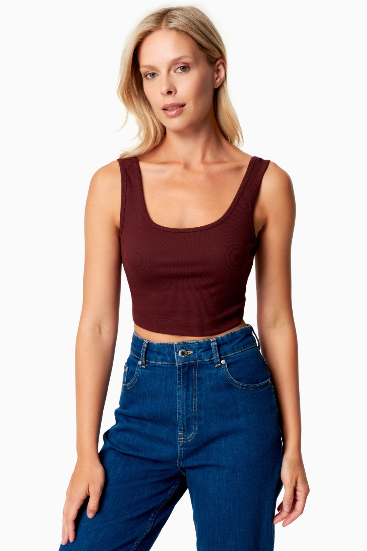 ORGANICATION womens vegan Crop Top Iriss Bordeaux
