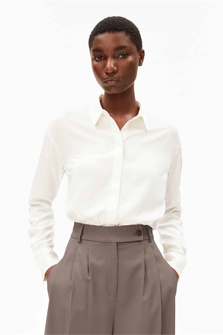 Image of ARMEDANGELS dames vegan Blouse Lange Mouw Larisaana Wit