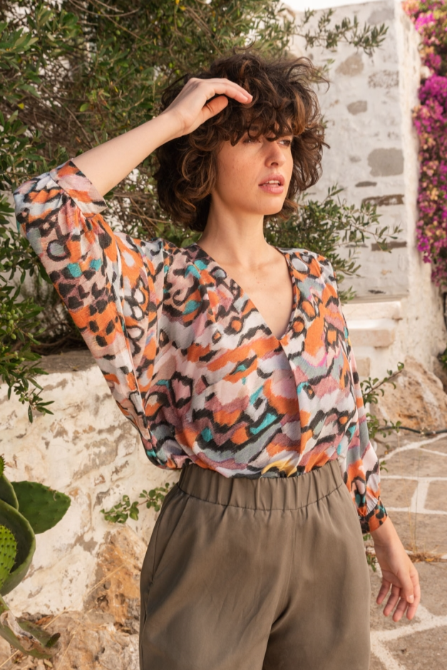 Widda Damen vegan Bluse Mava Grafik Druck