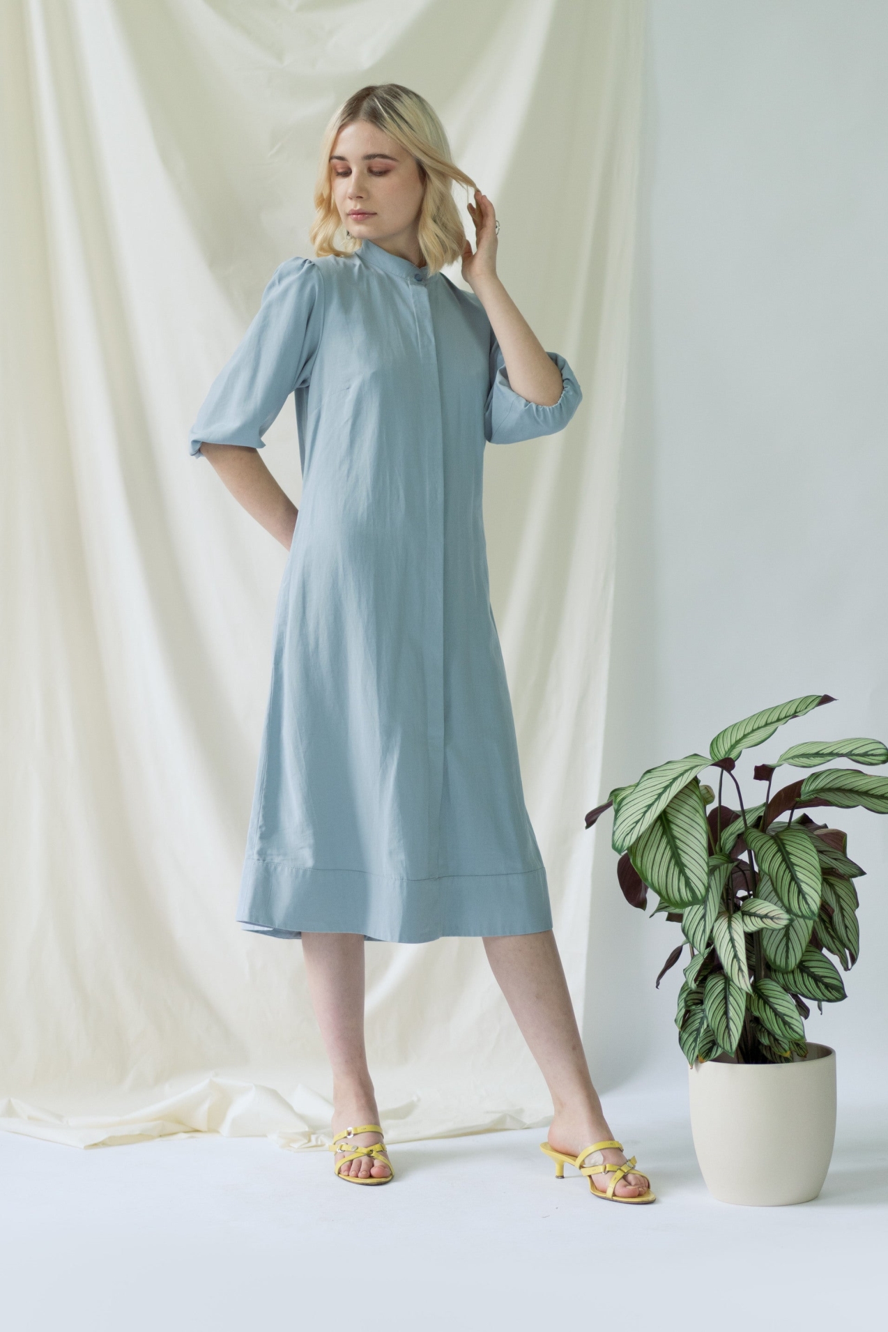 AYANI Damen vegan Hemdkleid Melanie Hellblau