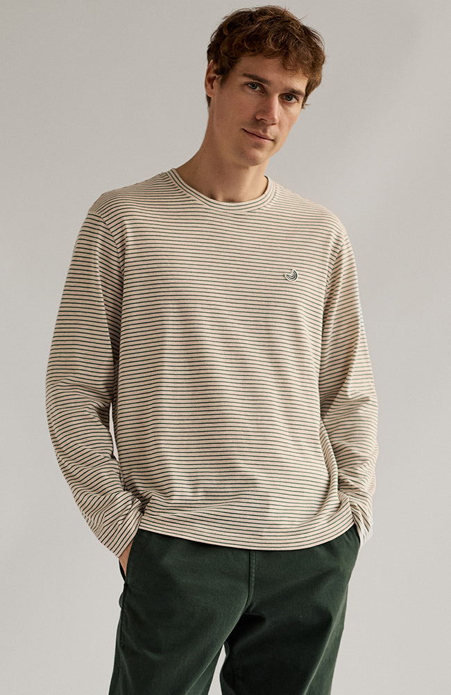 TWOTHIRDS Herren vegan Langarmshirt Buddenhagen GrÃ¼n/Beige Gestreift