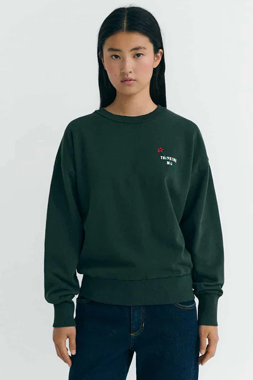 Thinking mu Damen vegan Sweatshirt Jodie Flower GrÃ¼n