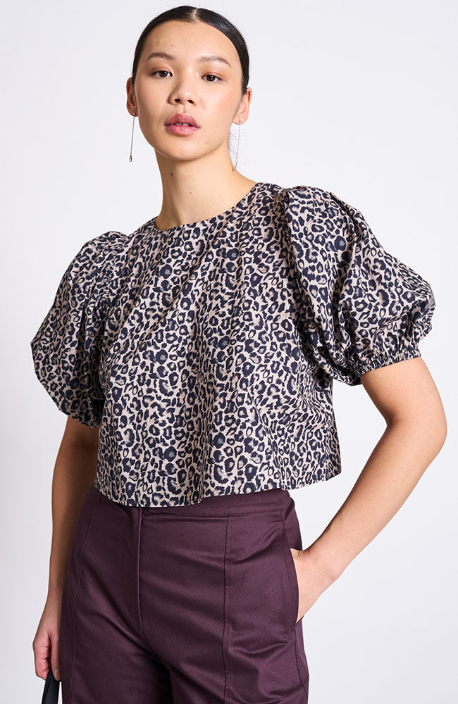 JAN N JUNE JAN 'N JUNE Damen vegan Bluse Olmos Leopard Print