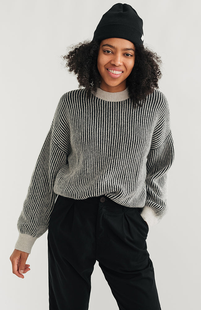 TWOTHIRDS Damen vegan Pullover Murvagh Schwarz/WeiÃŸ
