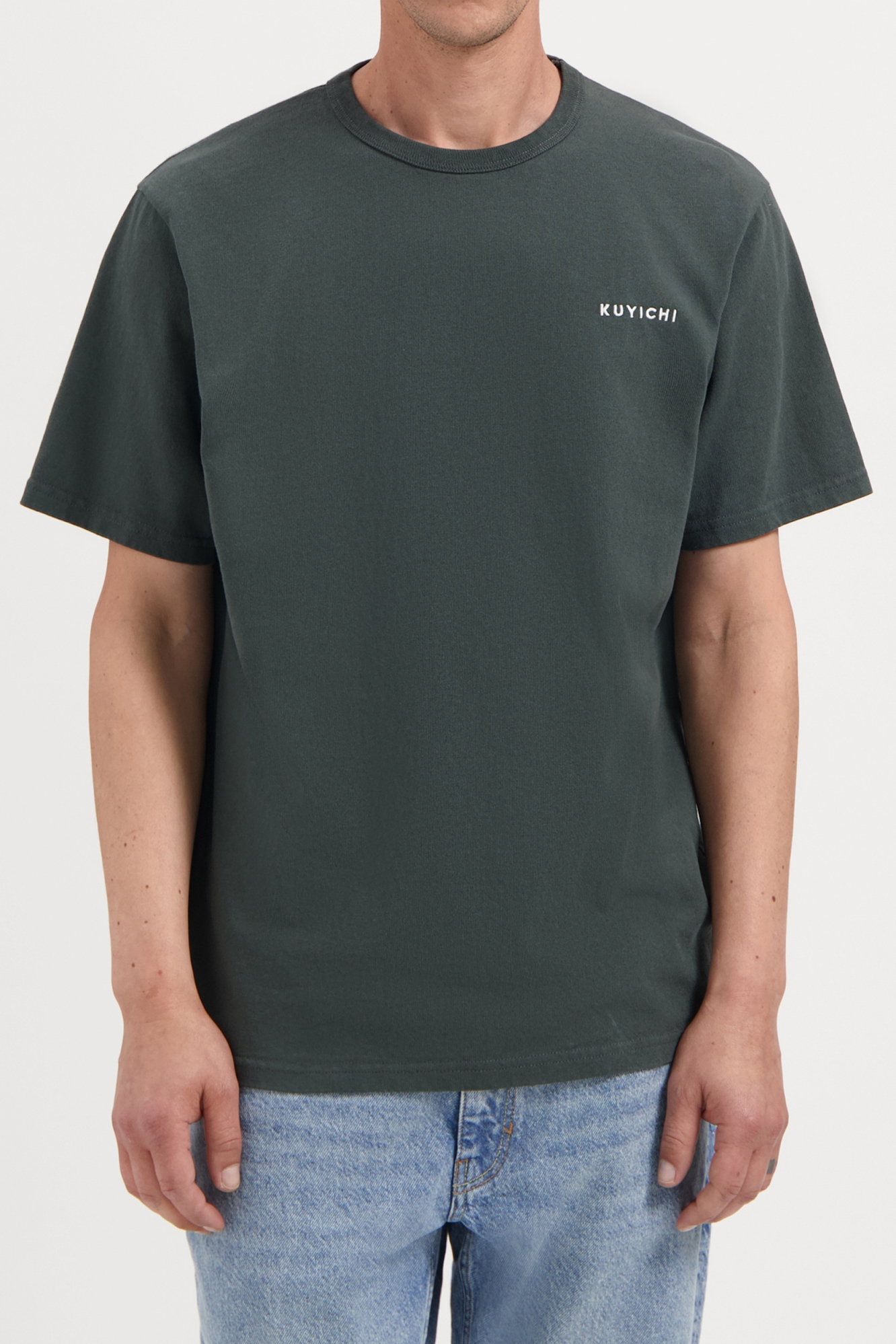 Kuyichi Herren vegan T-Shirt Liam Heavyweight Signature Woodland Grey
